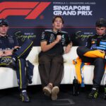Norris, Russell en Verstappen
